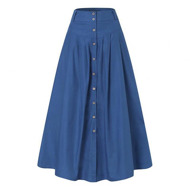 Elegant High Waist Button Maxi Skirt