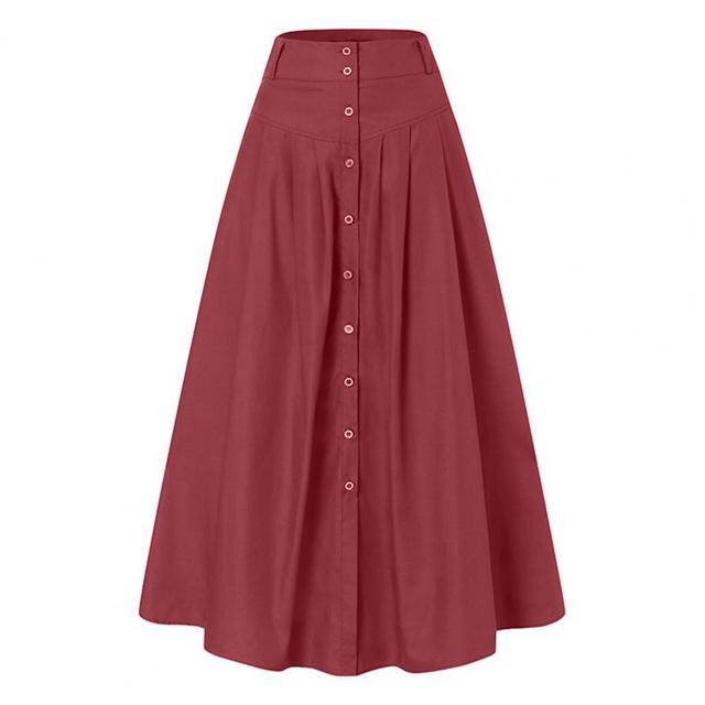 Elegant High Waist Button Maxi Skirt