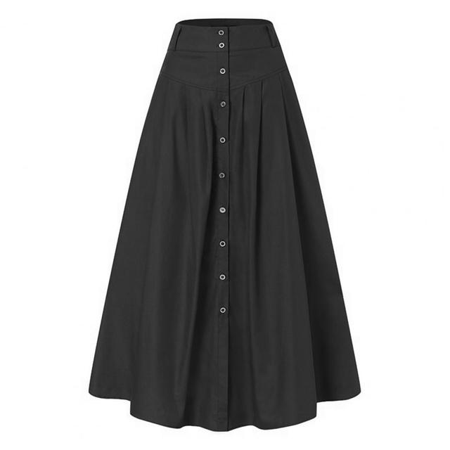 Elegant High Waist Button Maxi Skirt