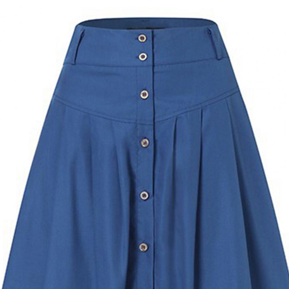Elegant High Waist Button Maxi Skirt
