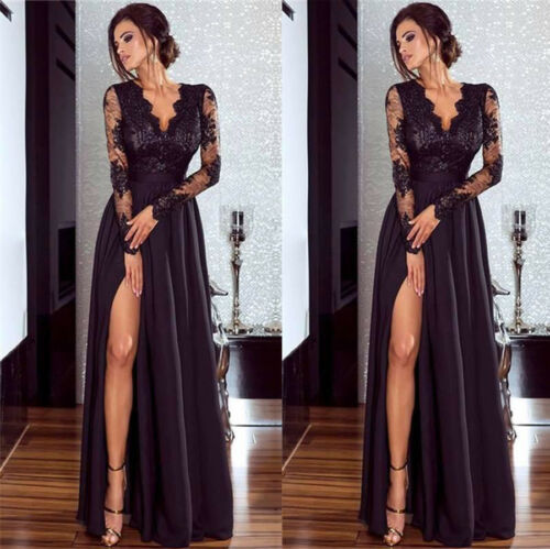 Elegant Lace V-neck Long Sleeve Dress