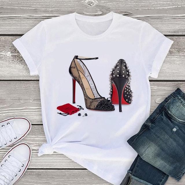 High Heel Print Tshirt