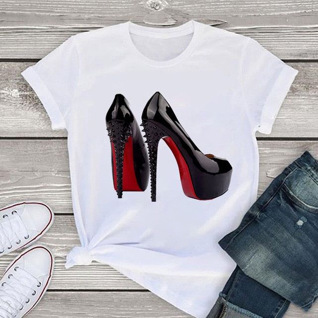 High Heel Print Tshirt