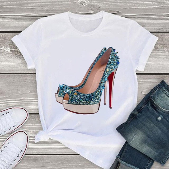 High Heel Print Tshirt