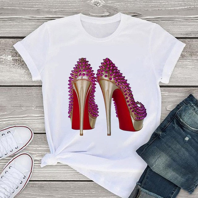 High Heel Print Tshirt