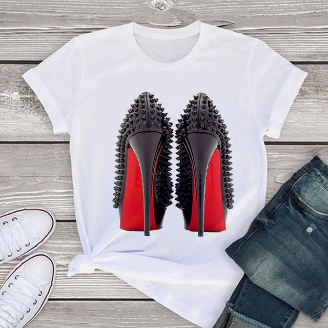 High Heel Print Tshirt