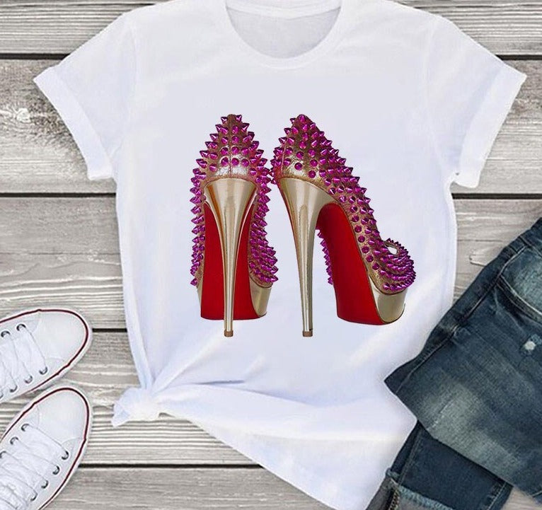 High Heel Print Tshirt