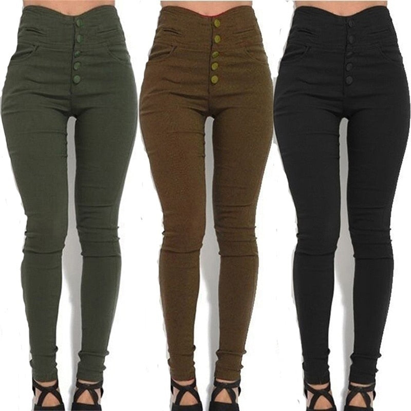 High Waist Skinny Stretch Pencil Pants