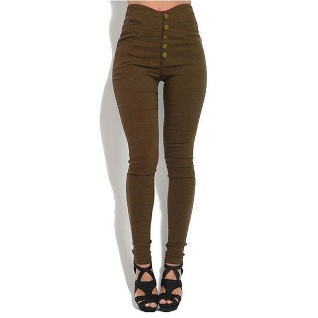 High Waist Skinny Stretch Pencil Pants