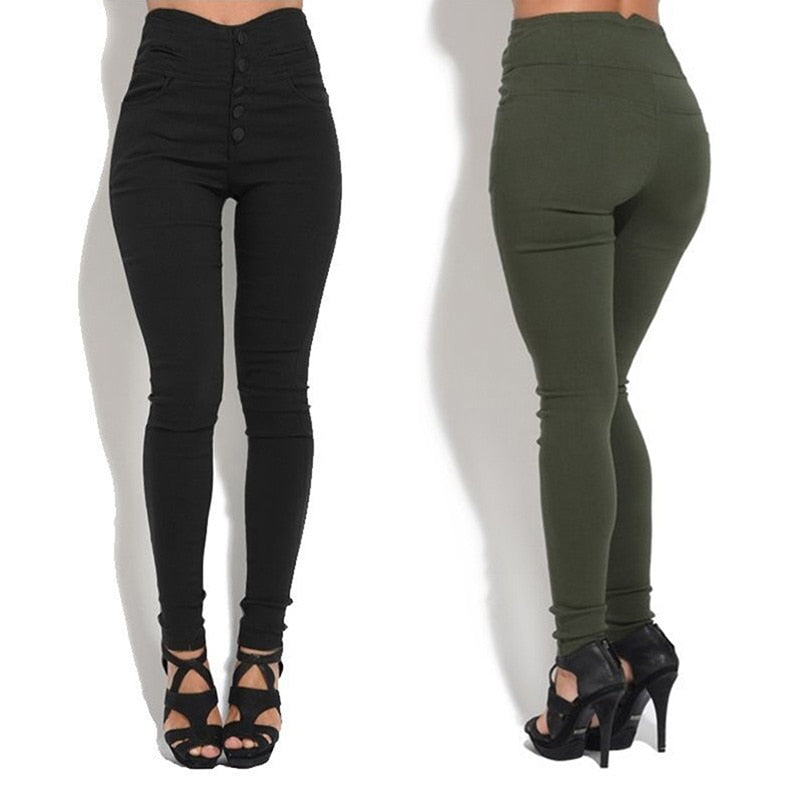 High Waist Skinny Stretch Pencil Pants