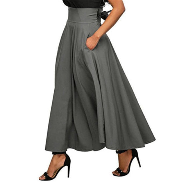 Bandage Pleated High Waist Skirts