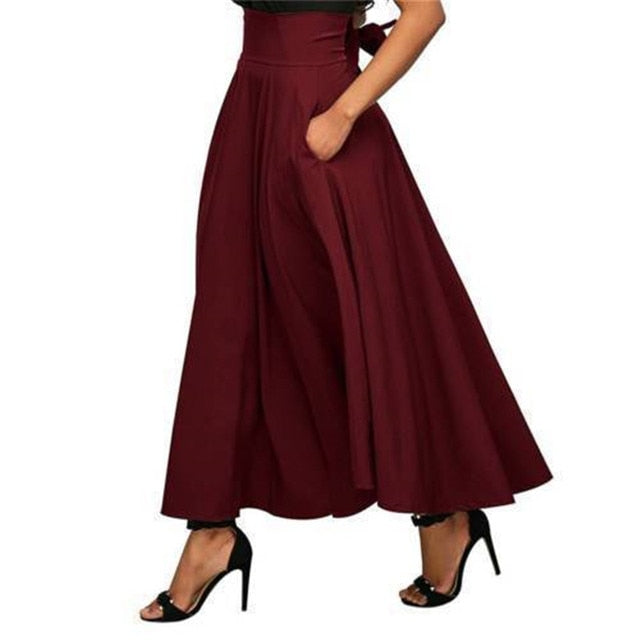 Bandage Pleated High Waist Skirts
