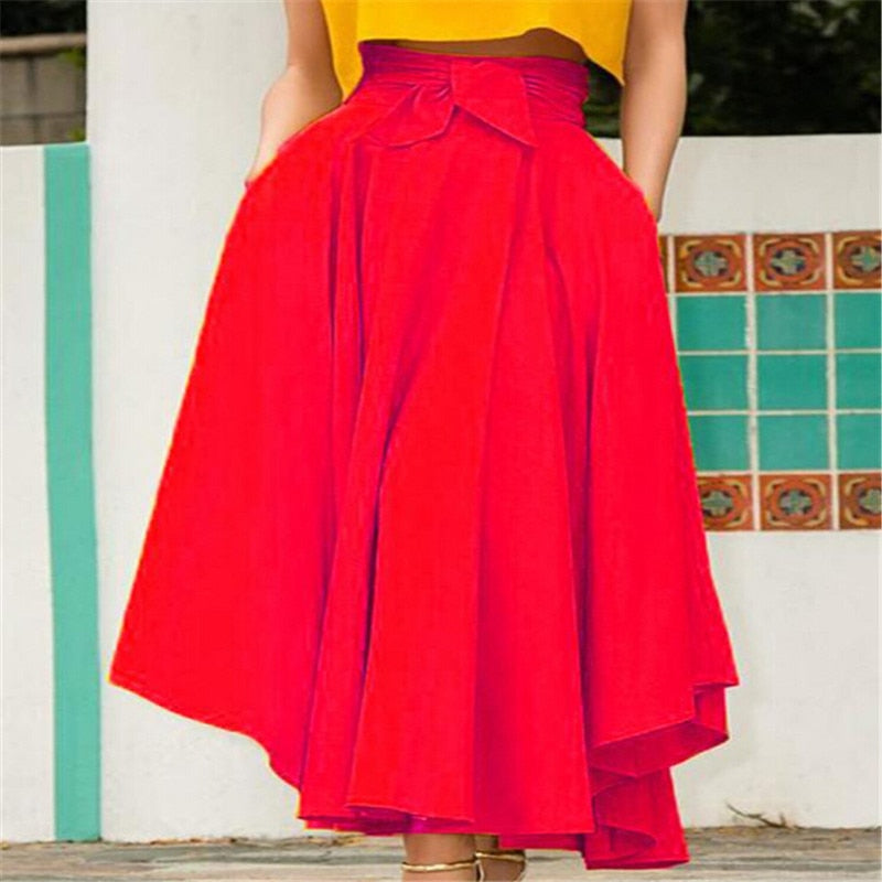 Bandage Pleated High Waist Skirts