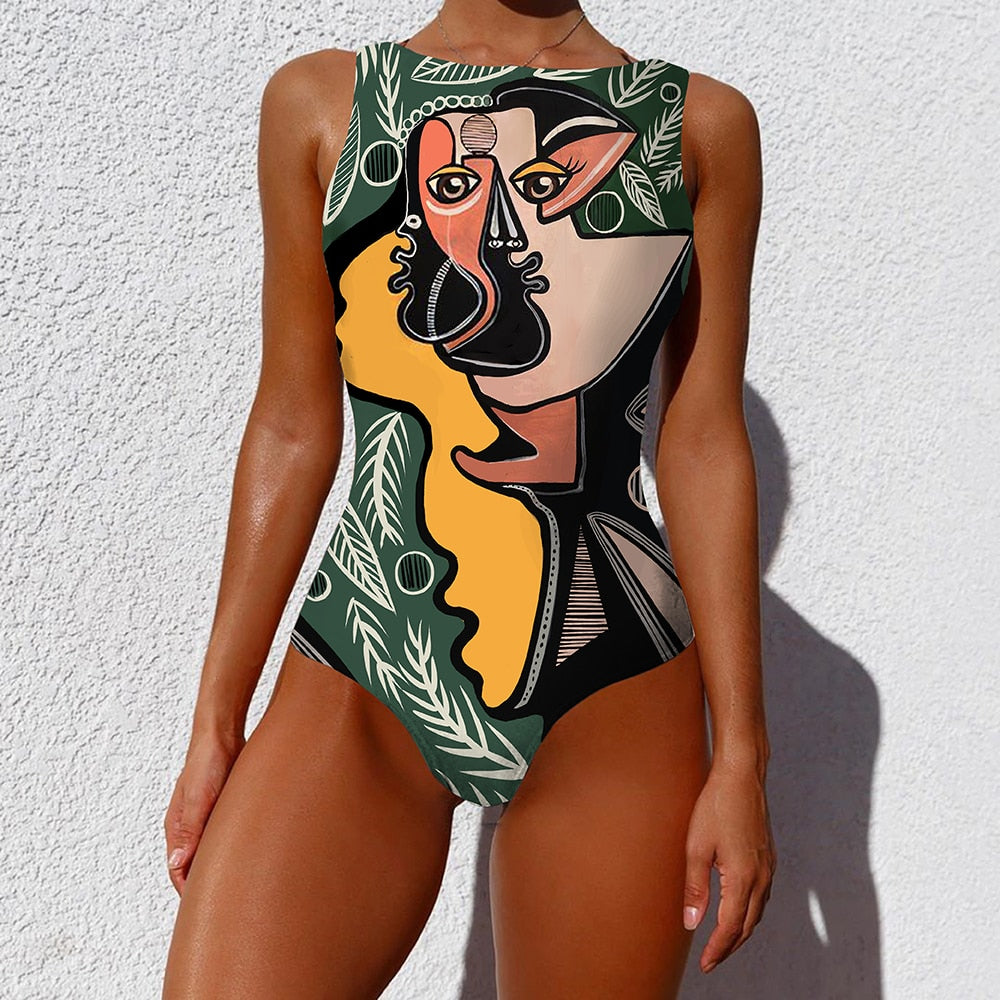 Sexy Print One Piece Swimsuit