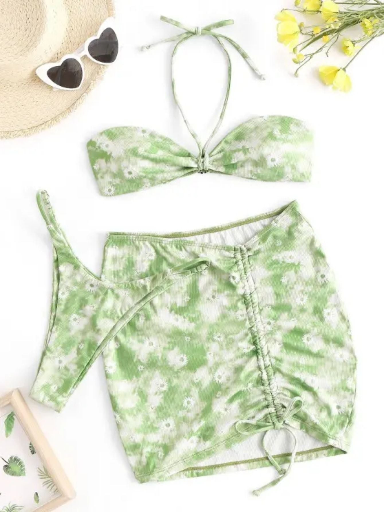 Halter Three Piece Bikini Set