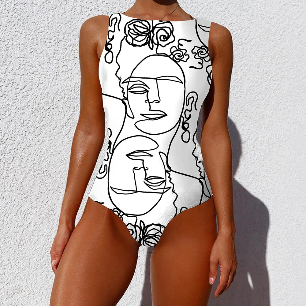 Sexy Print One Piece Swimsuit