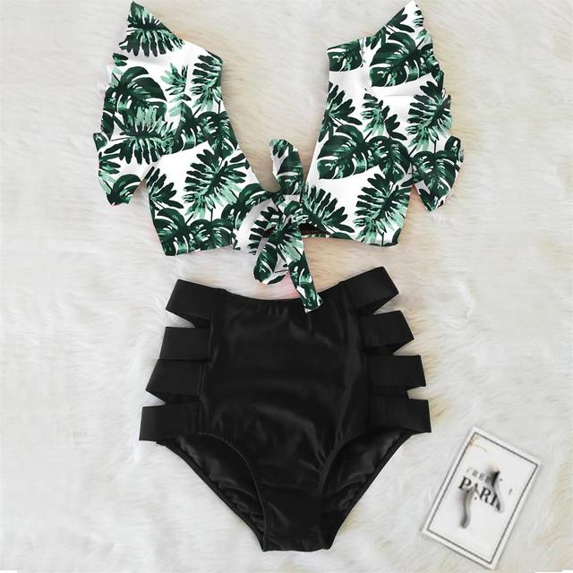 High Waist Bikini Ruffle Swimwear