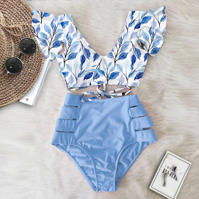 High Waist Bikini Ruffle Swimwear