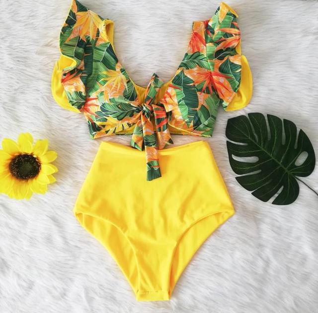 High Waist Bikini Ruffle Swimwear