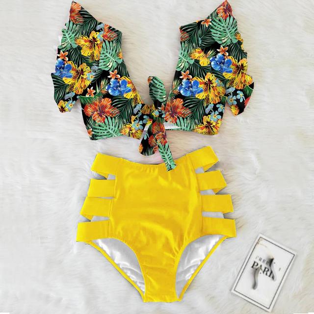 High Waist Bikini Ruffle Swimwear