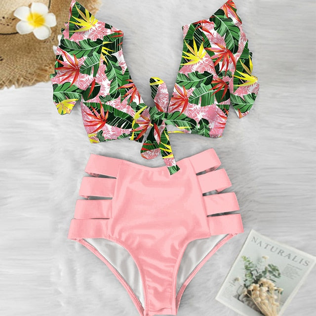 High Waist Ruffled Bikini Set