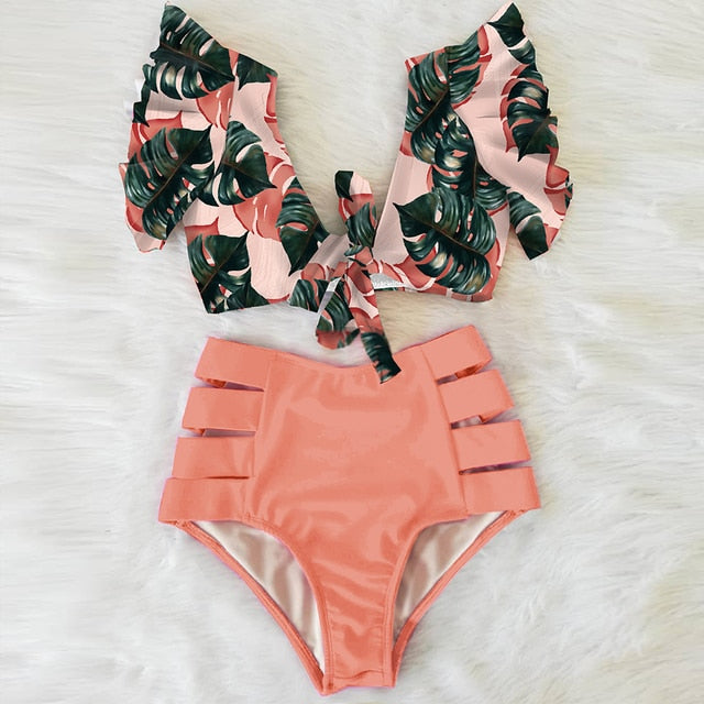 High Waist Ruffled Bikini Set