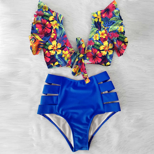 High Waist Ruffled Bikini Set