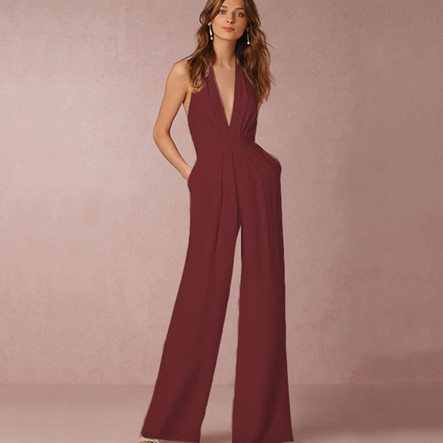 Backless Wide Leg Elegant Jumpsuit