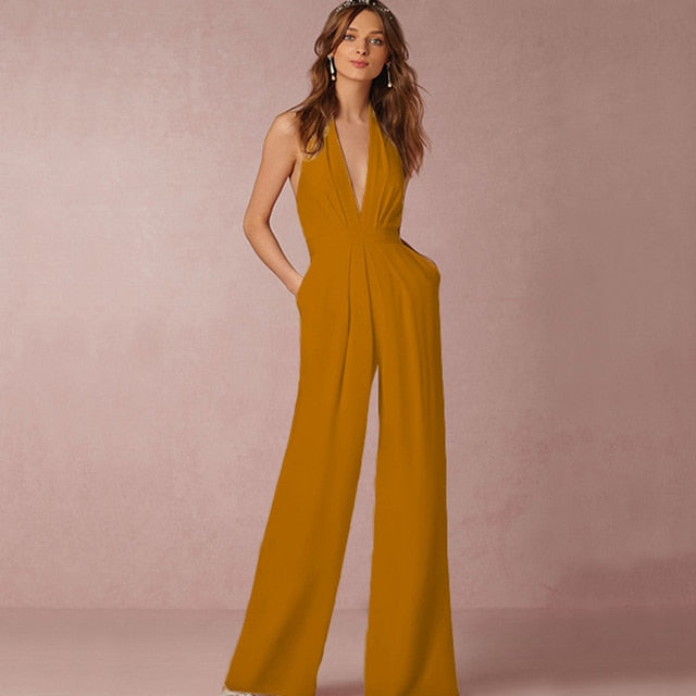 Backless Wide Leg Elegant Jumpsuit