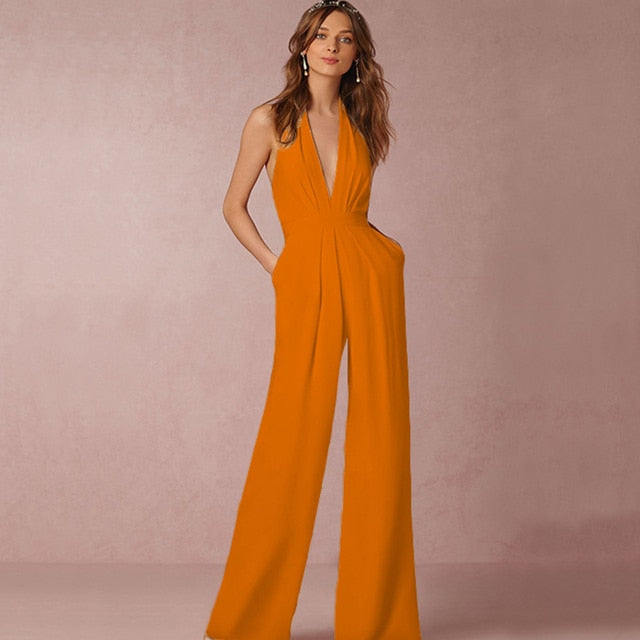 Backless Wide Leg Elegant Jumpsuit