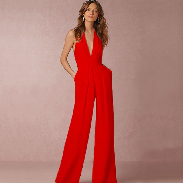 Backless Wide Leg Elegant Jumpsuit