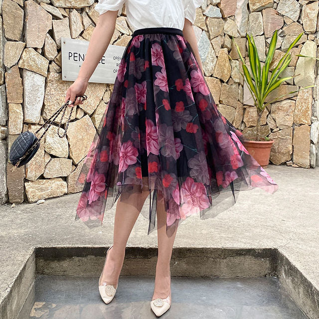 Floral Mesh Skirt