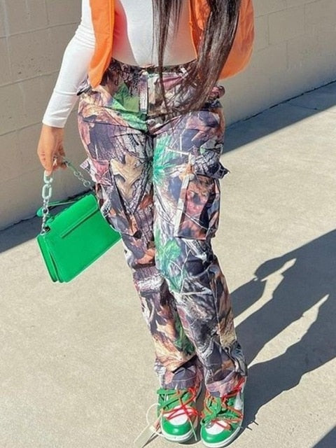 Camo Print Side Pocket Pants