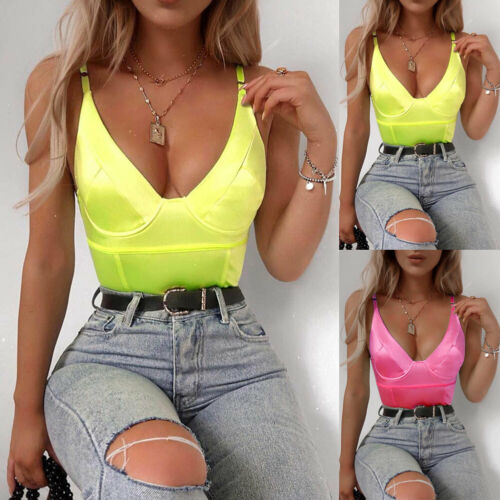 Deep V neck Sling Stretch Body Suit