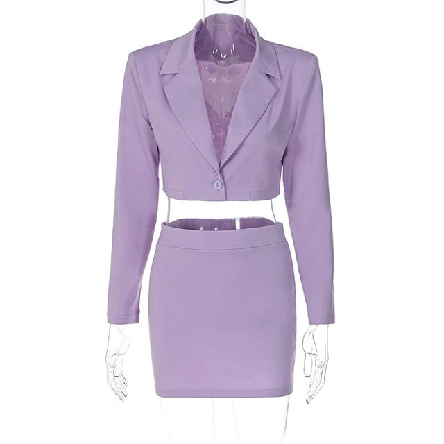 Long Sleeve Blazer Set & Mini Skirt