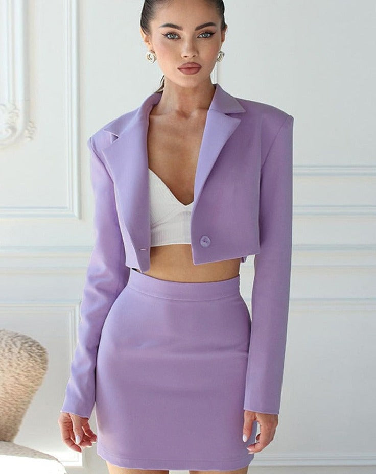 Long Sleeve Blazer Set & Mini Skirt