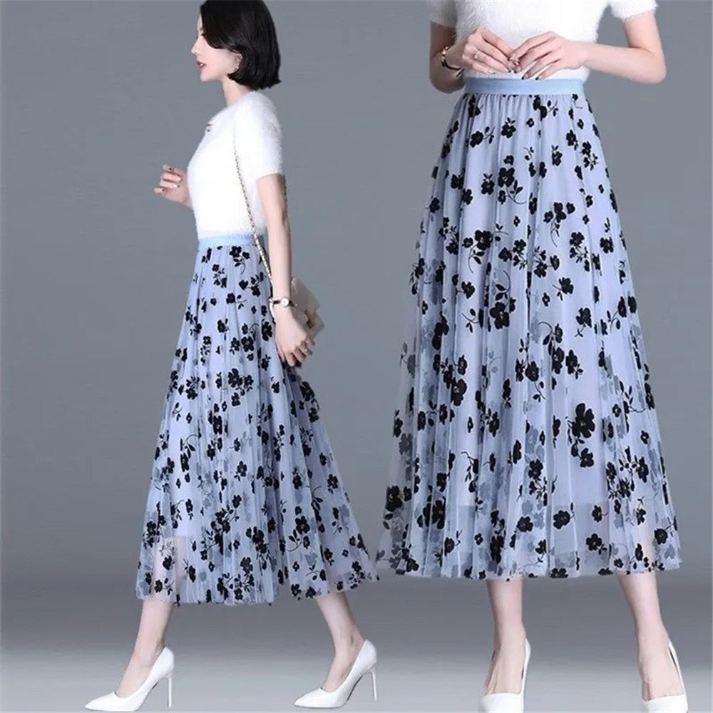 Mesh Floral Skirt