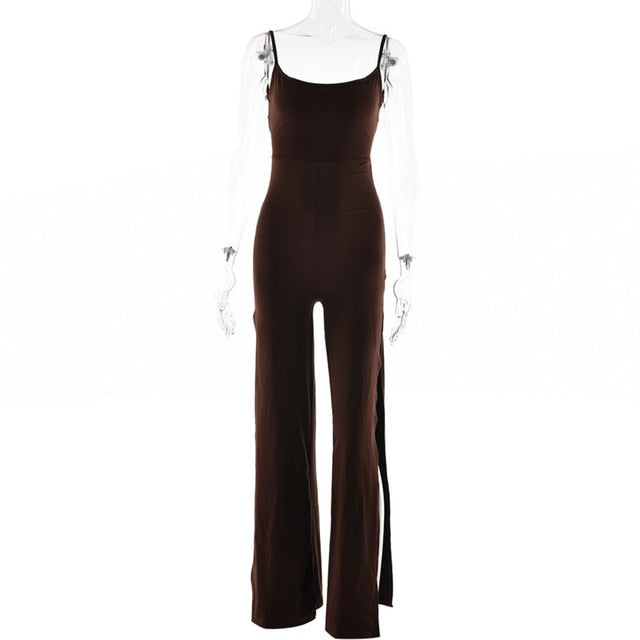 Backless High Slit Bandage Jumpsuit