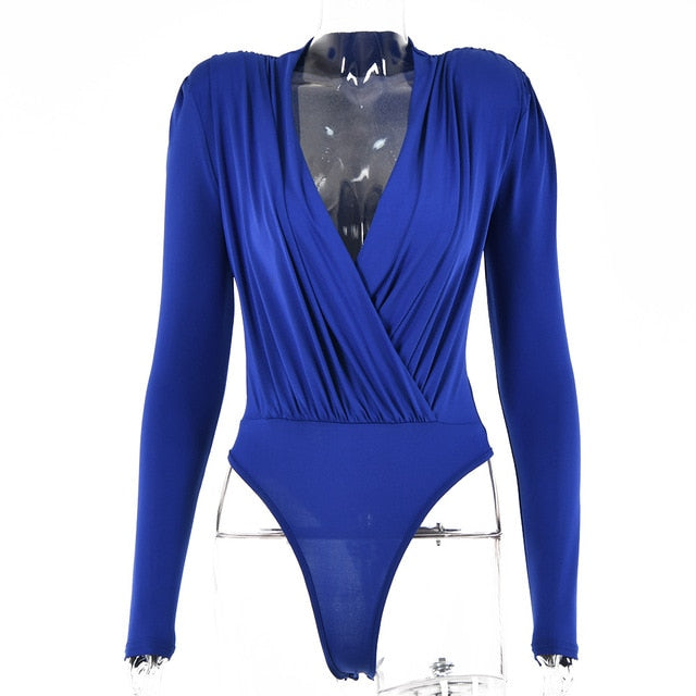 Mature Style V-neck Long-sleeved Bottoming Bodysuit