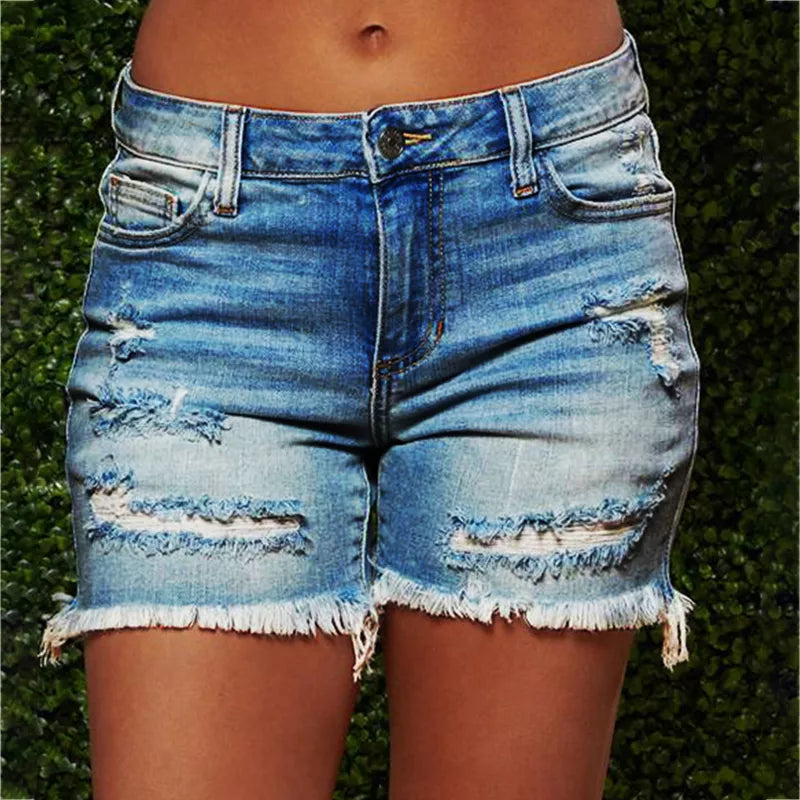 Casual High Waisted Denim Shorts