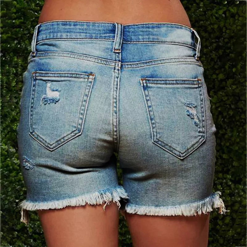 Casual High Waisted Denim Shorts