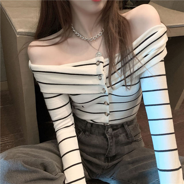 Off Shoulder Striped Blouse