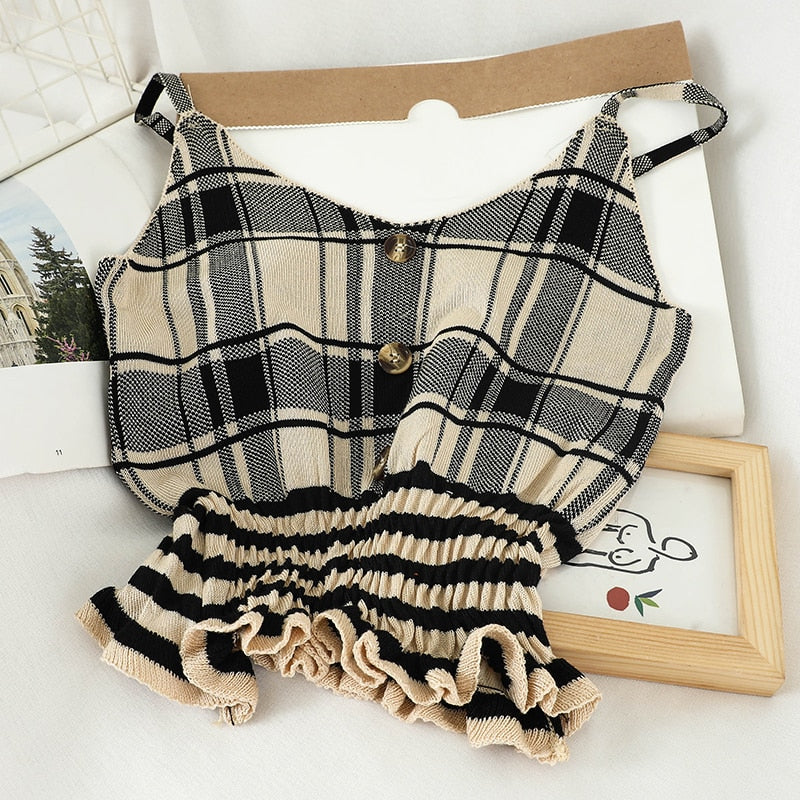 Plaid Spaghetti Strap Cropped Top