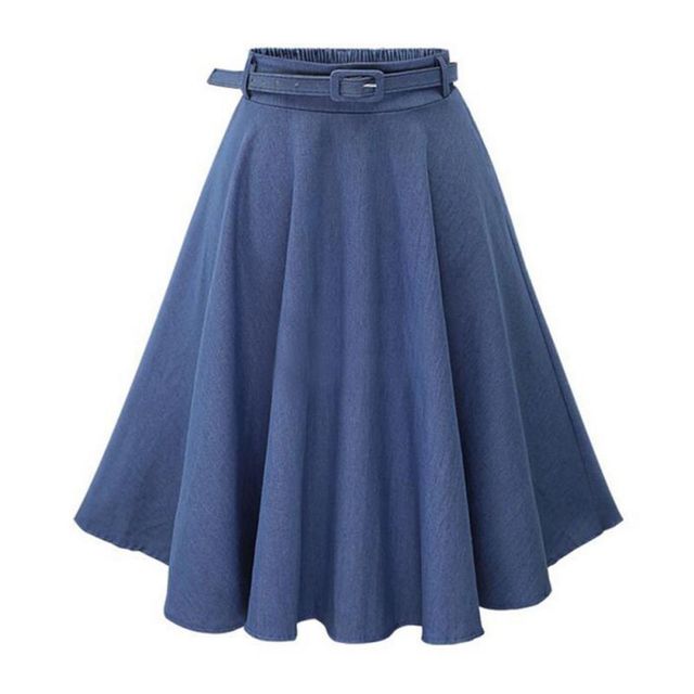 Retro Denim Midi Skirts