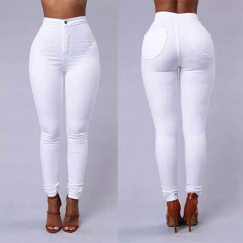 High Waist Stretch Straight Jeans