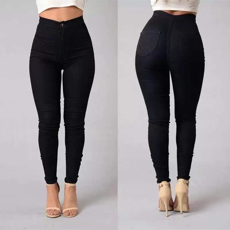 High Waist Stretch Straight Jeans