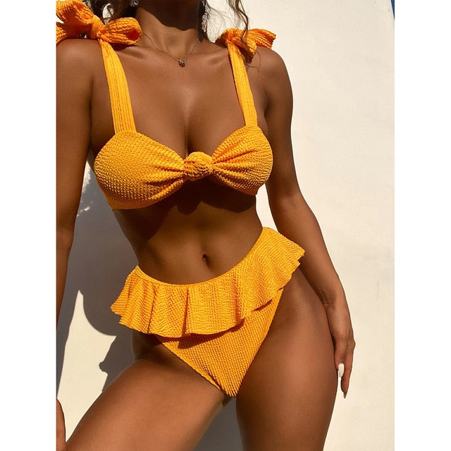 High Waist Ruffles Bikini set