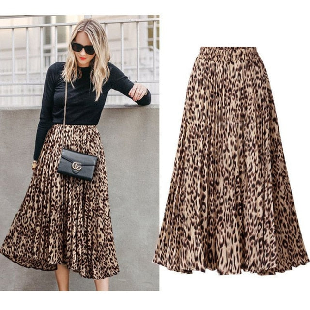 Leopard Print Chiffon Skirt