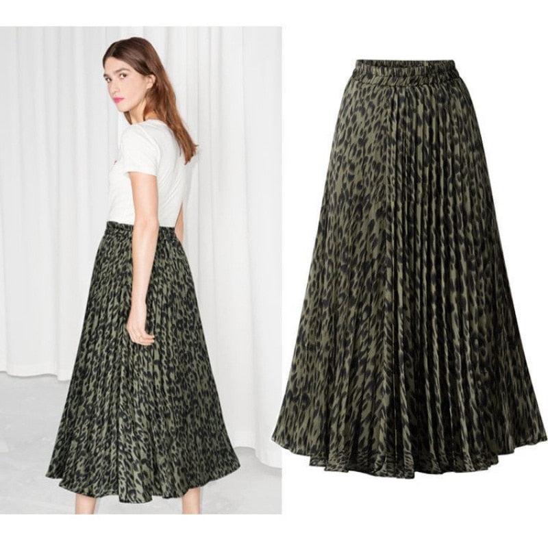 Leopard Print Chiffon Skirt