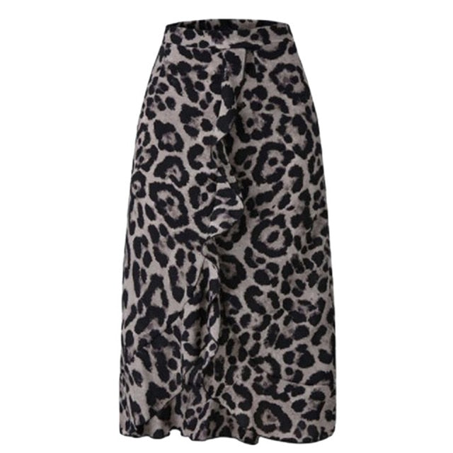 Leopard Print Split Skirts